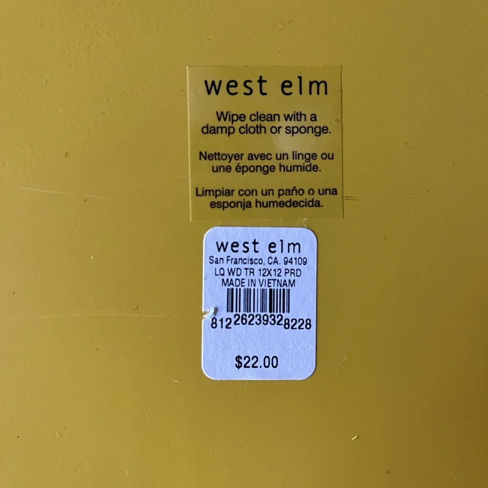 West Elm Yellow Square Lacquer Square Serving Bar Cart Nightstand Jewelry Tray